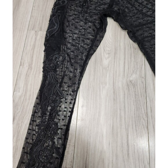 NEW Black Sheer Stockings With Embroidered Legs And Polka Dots Size S - Picture 3 of 10